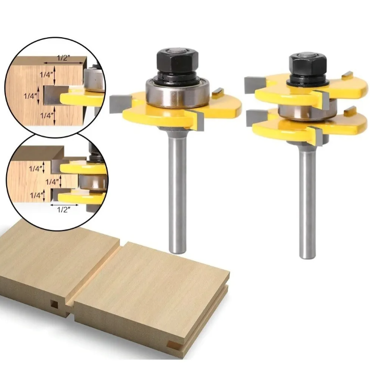 Set 2 Fresas Tupi 6 Mm Para Machihembrado Para Espesor 3/4'-5