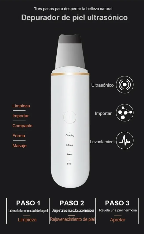 Espátula Facial Ultrasónica C/vibración, Peeling Facial.-2
