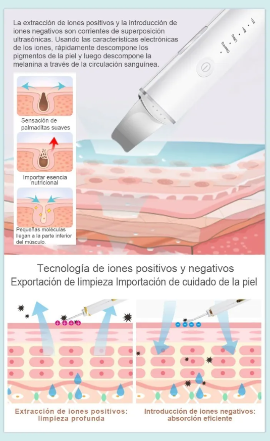 Espátula Facial Ultrasónica C/vibración, Peeling Facial.-7
