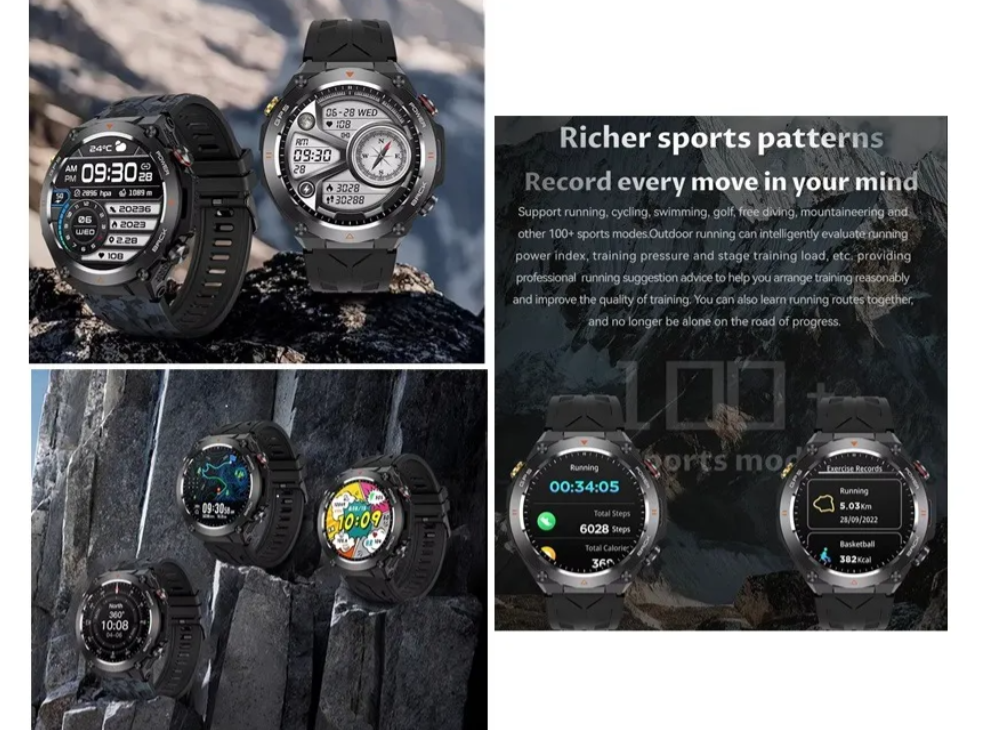 Smartwatch/inteligente Ultra Hd, Gps, Brújula, Altitud, Etcj Azul Oscuro Silice Negro Negro-6