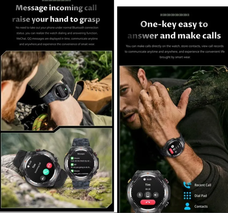 Smartwatch/inteligente Ultra Hd, Gps, Brújula, Altitud, Etcj Azul Oscuro Silice Negro Negro-7