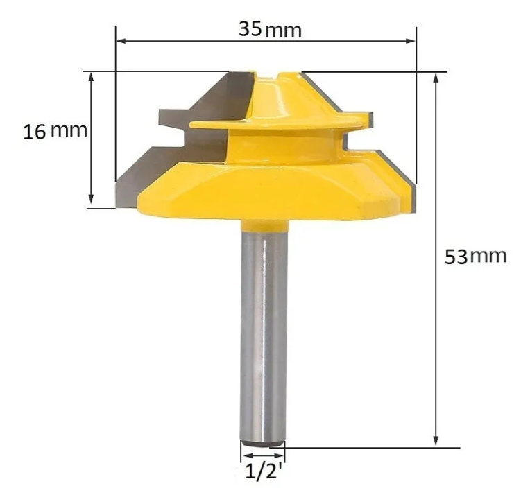 Fresa 1/2 Pulgada , Union De Inglete A 45 Grados.-2