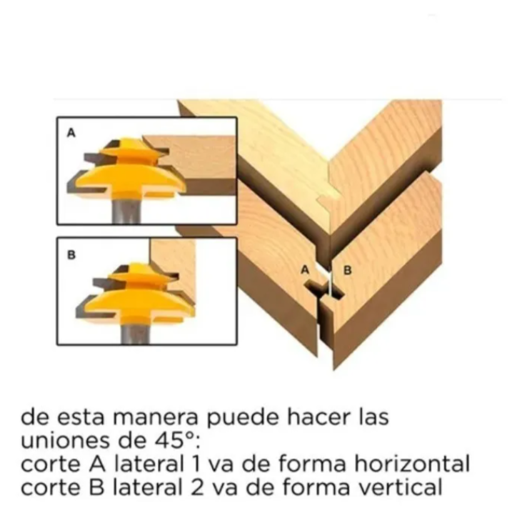 Fresa 1/2 Pulgada , Union De Inglete A 45 Grados.-4