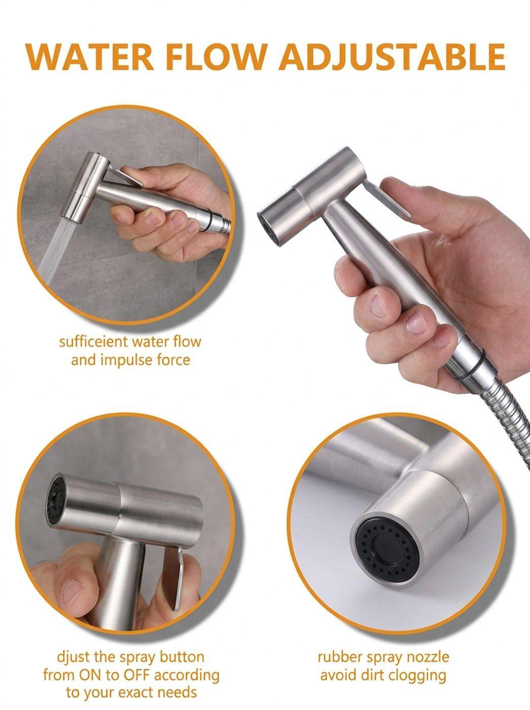 Ducha Bidet De Inodoro Acero Inoxidable Con Flexible Y Llave T-5