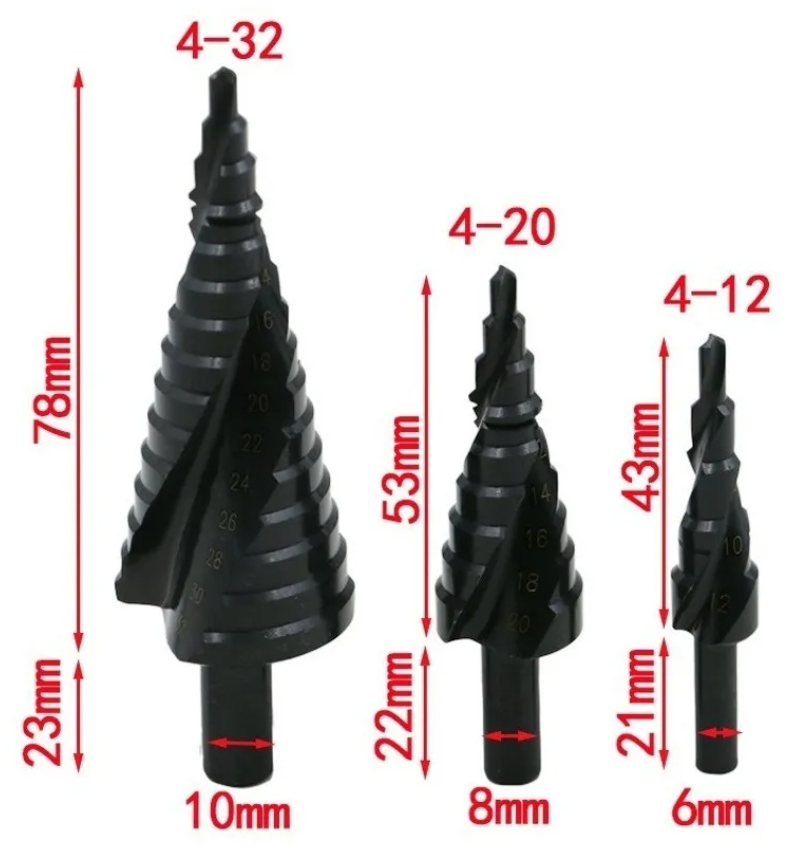 Set De Brocas Escalonadas C/estuche Acero De Alta Velocidad-2