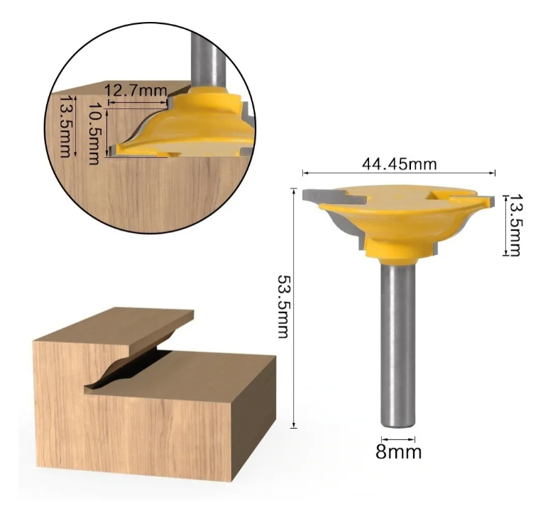 3 Fresas Para Puerta Fresadora Madera de 8MM-3