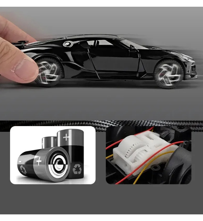 Auto Bugatti Escala 1:32 Abre Puertas, Luces , Sonido Negro-4