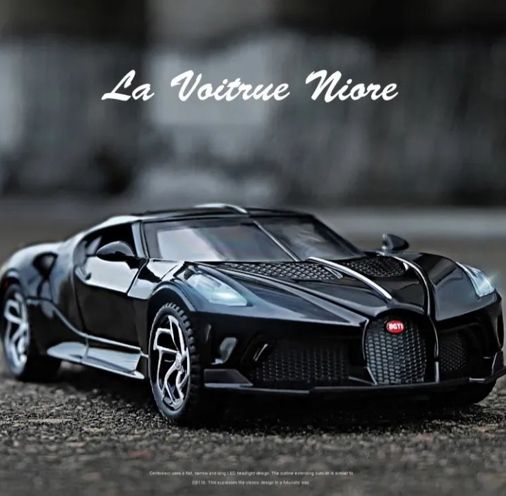 Auto Bugatti Escala 1:32 Abre Puertas, Luces , Sonido Negro-5