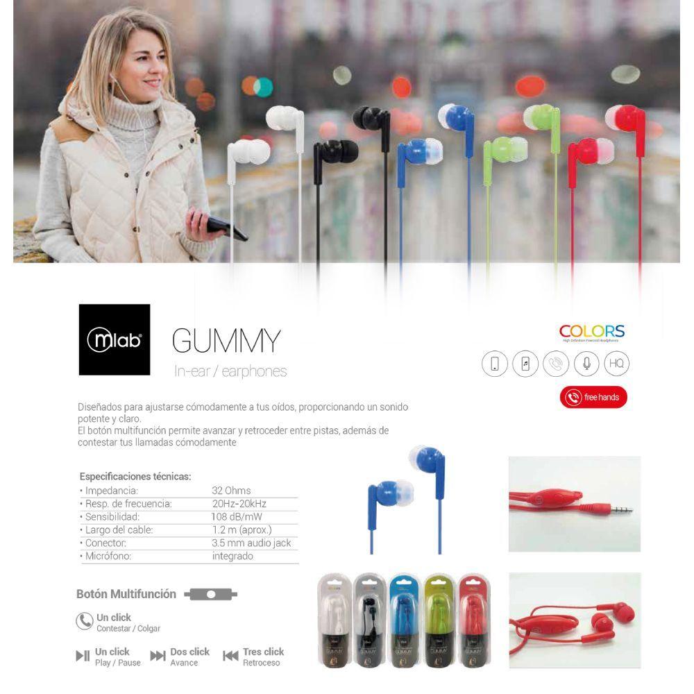 Audifonos Wired In Ear Manos Libres Microlab Gummy Color Azul  -3