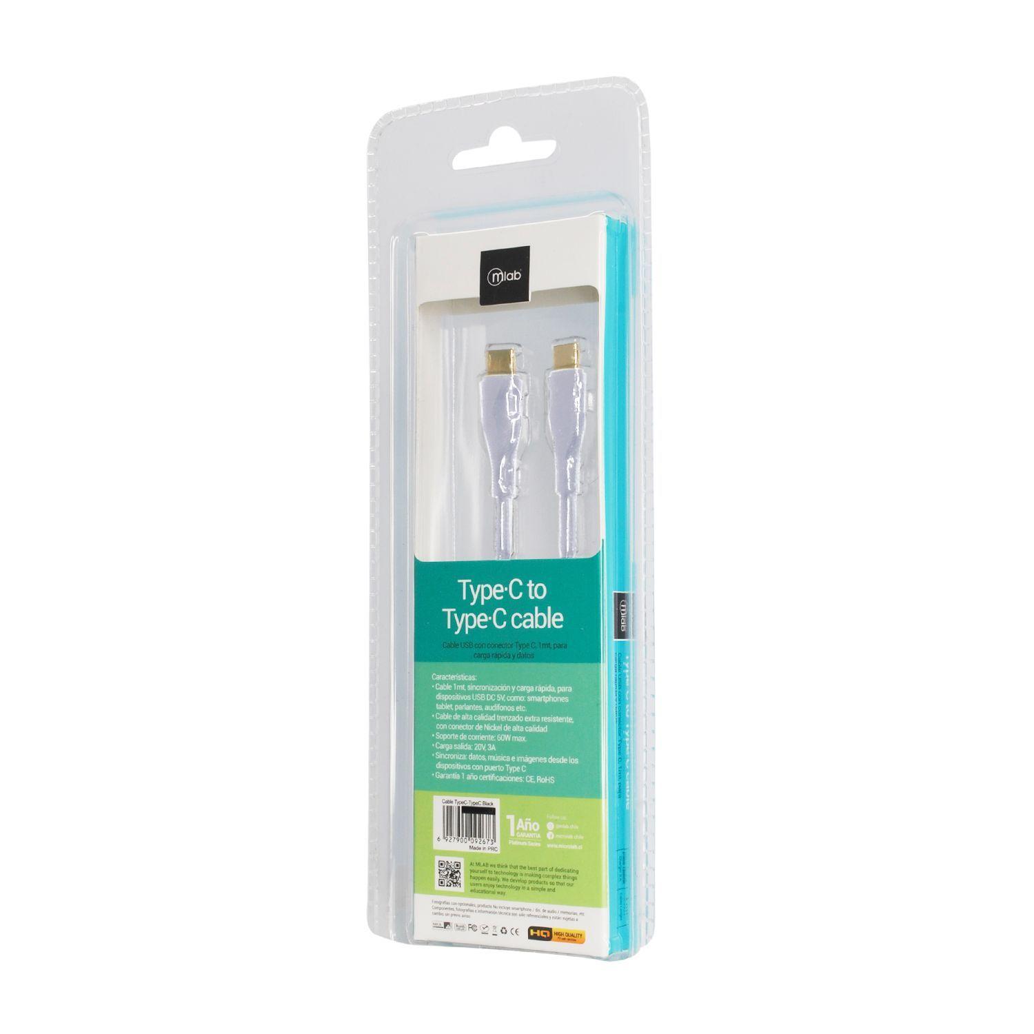 Cable de Tipo C a Tipo C 1M Plateado-2