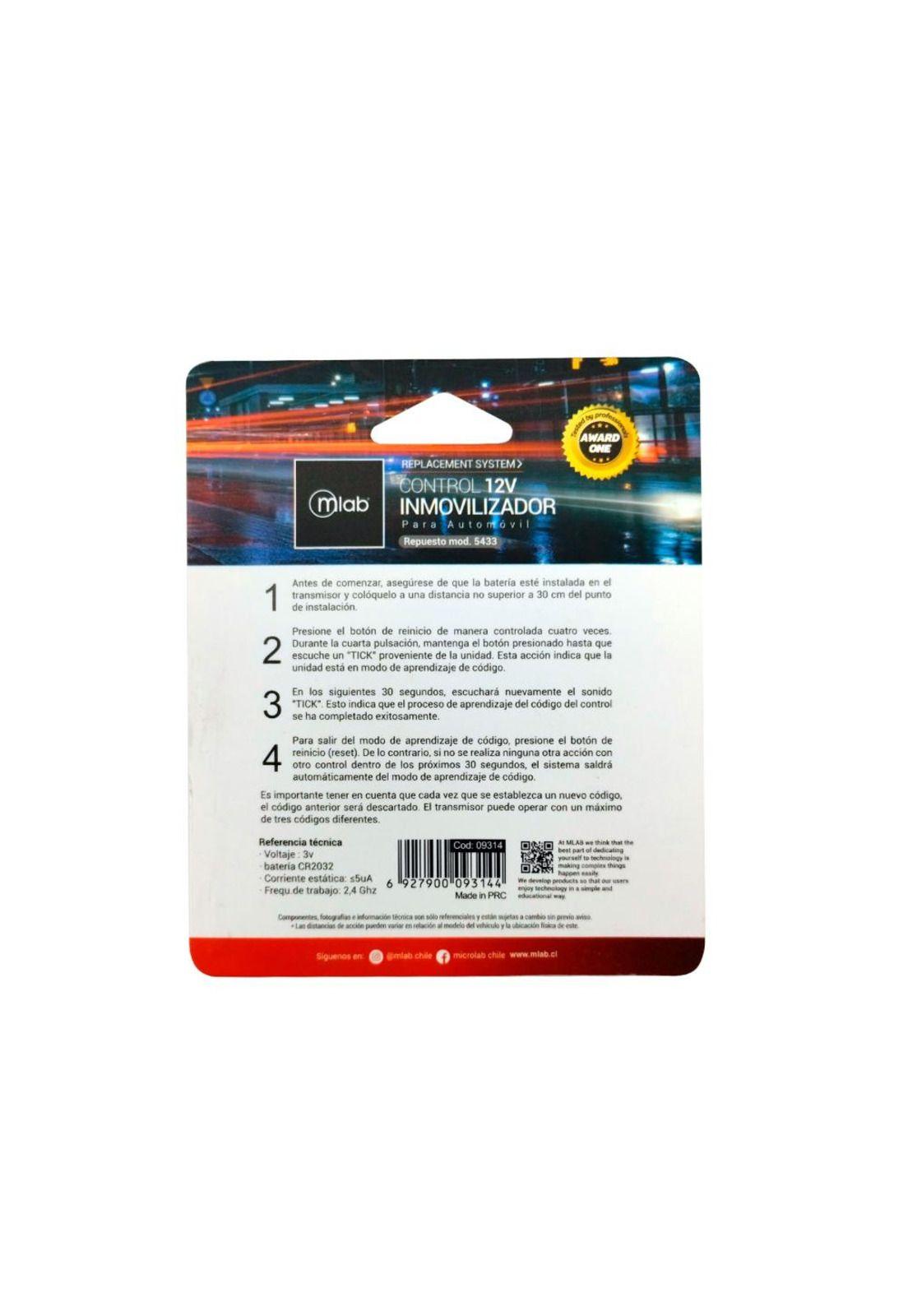 Control Inmovilizador Auto 12V Mlab-4