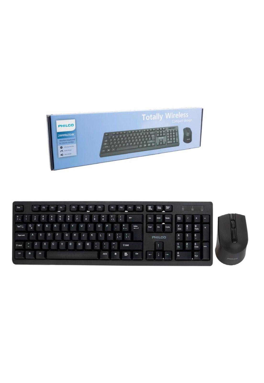 Kit Teclado + Mouse Inalámbrico Philco SPT6354 1600 DPI-0