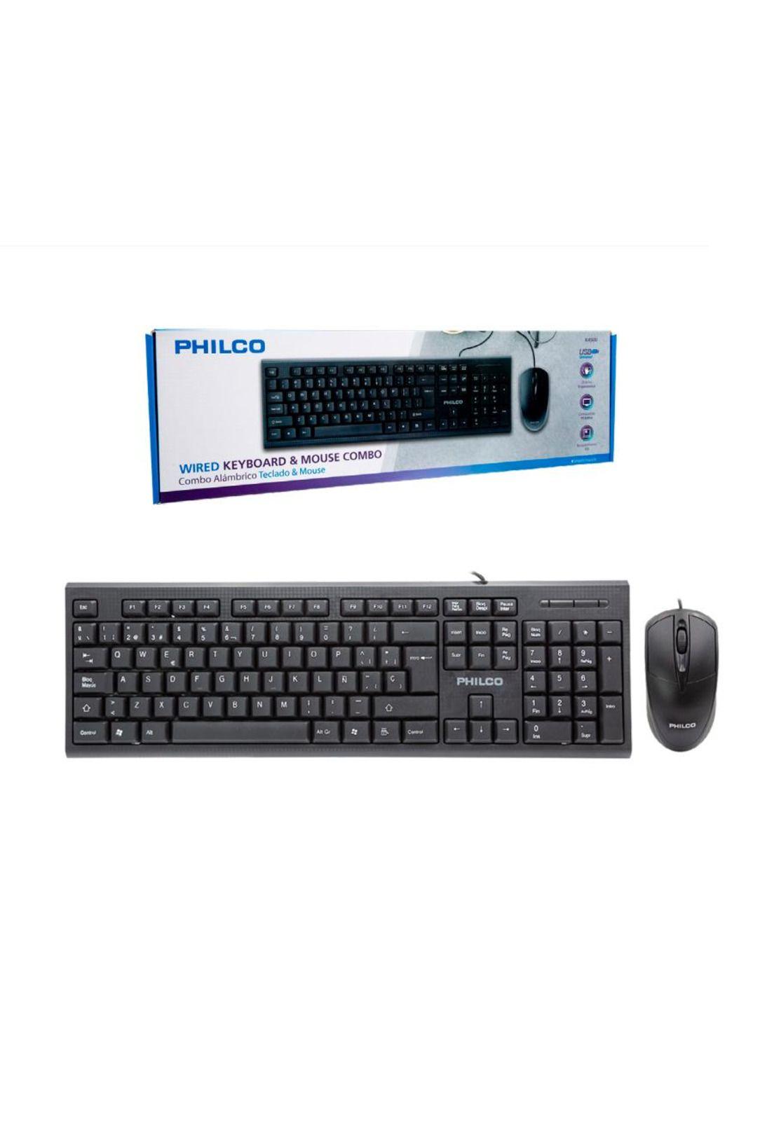 Combo Alámbrico Teclado + Mouse Philco 1200 Dpi-2