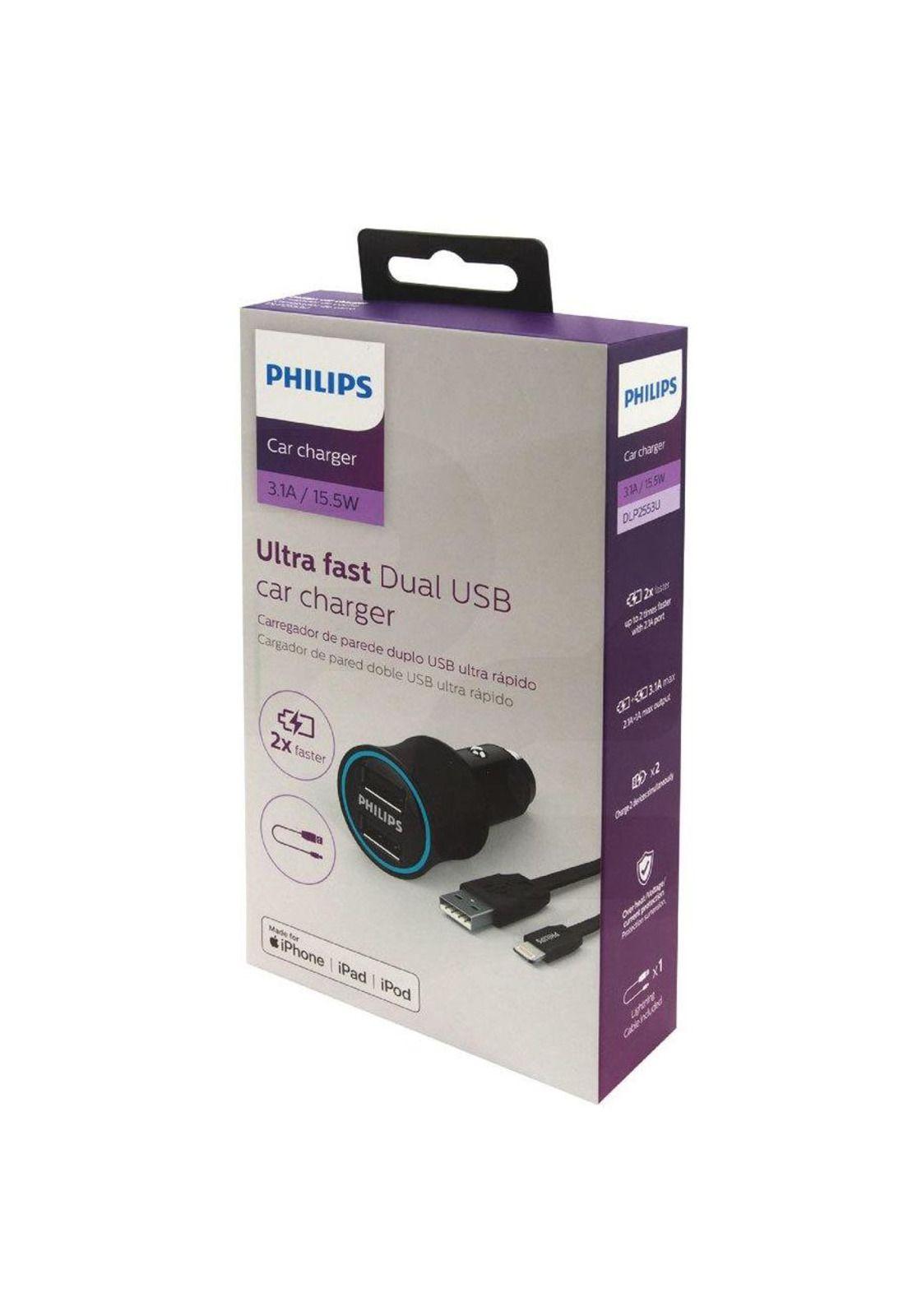 Cable Lightning + Cargador de Auto USB Philips-3