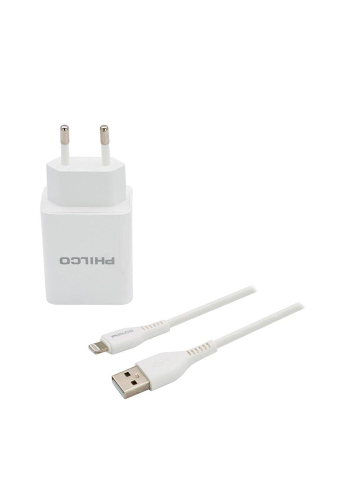 Cargador De Pared Philco 2.1 A Doble Usb C/cable Tipo C R1090-2