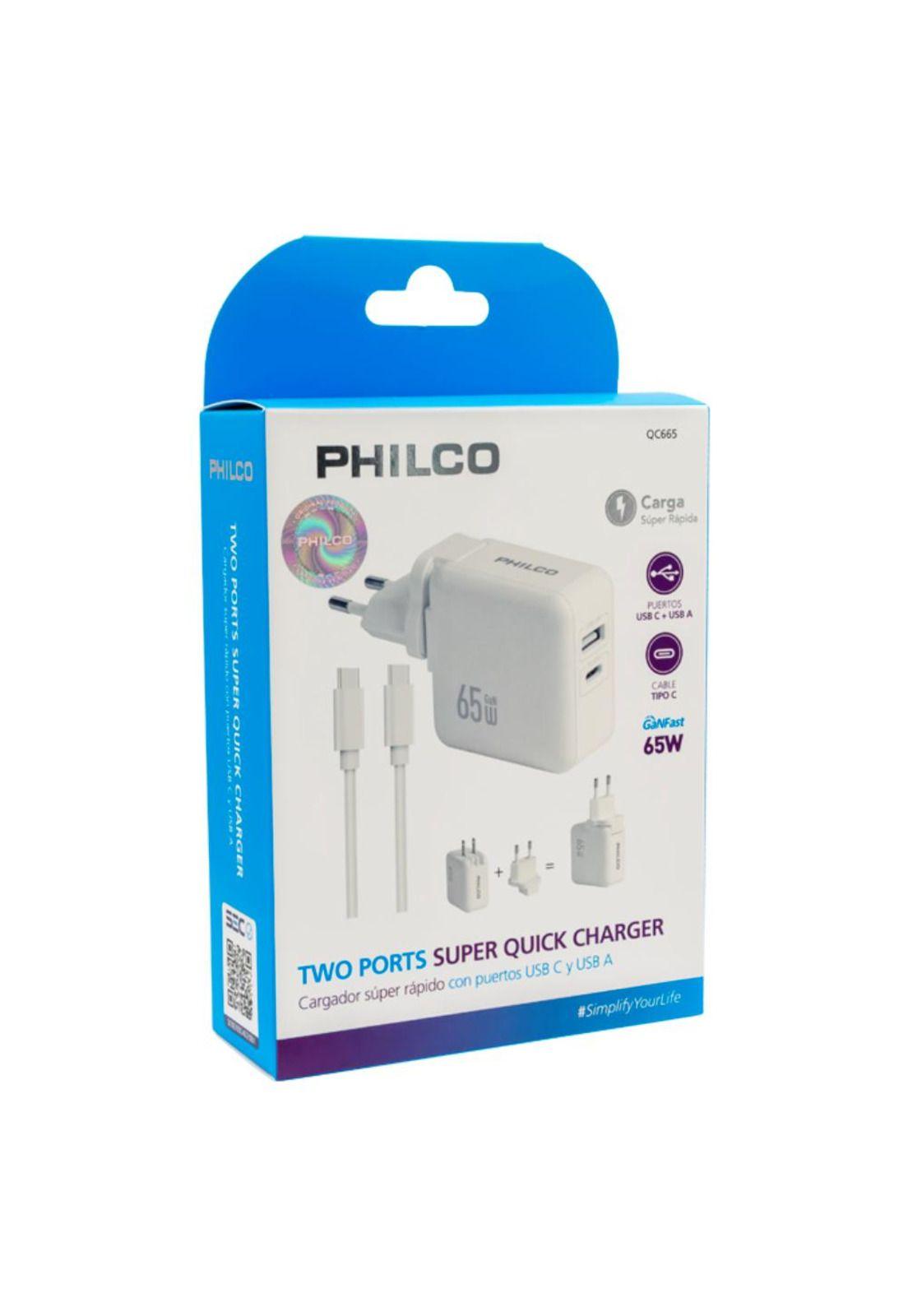 Cargador Super Rapido Philco Usb 3.0 65w-3