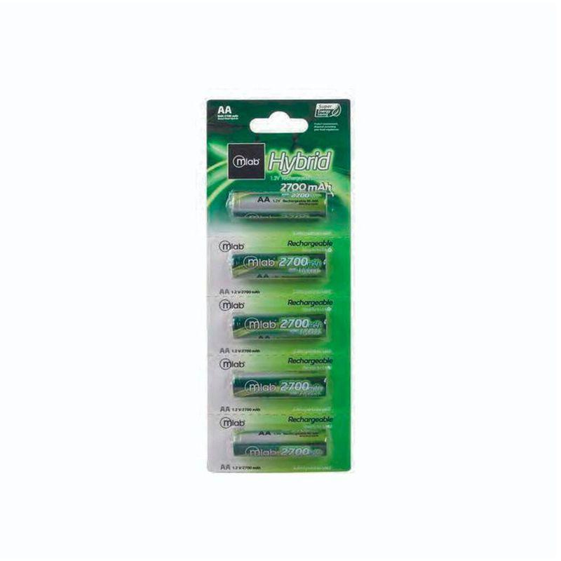 Pilas AA Recargables Pack 5 Mlab 7911 Hibrid Rec 2.700mah-0