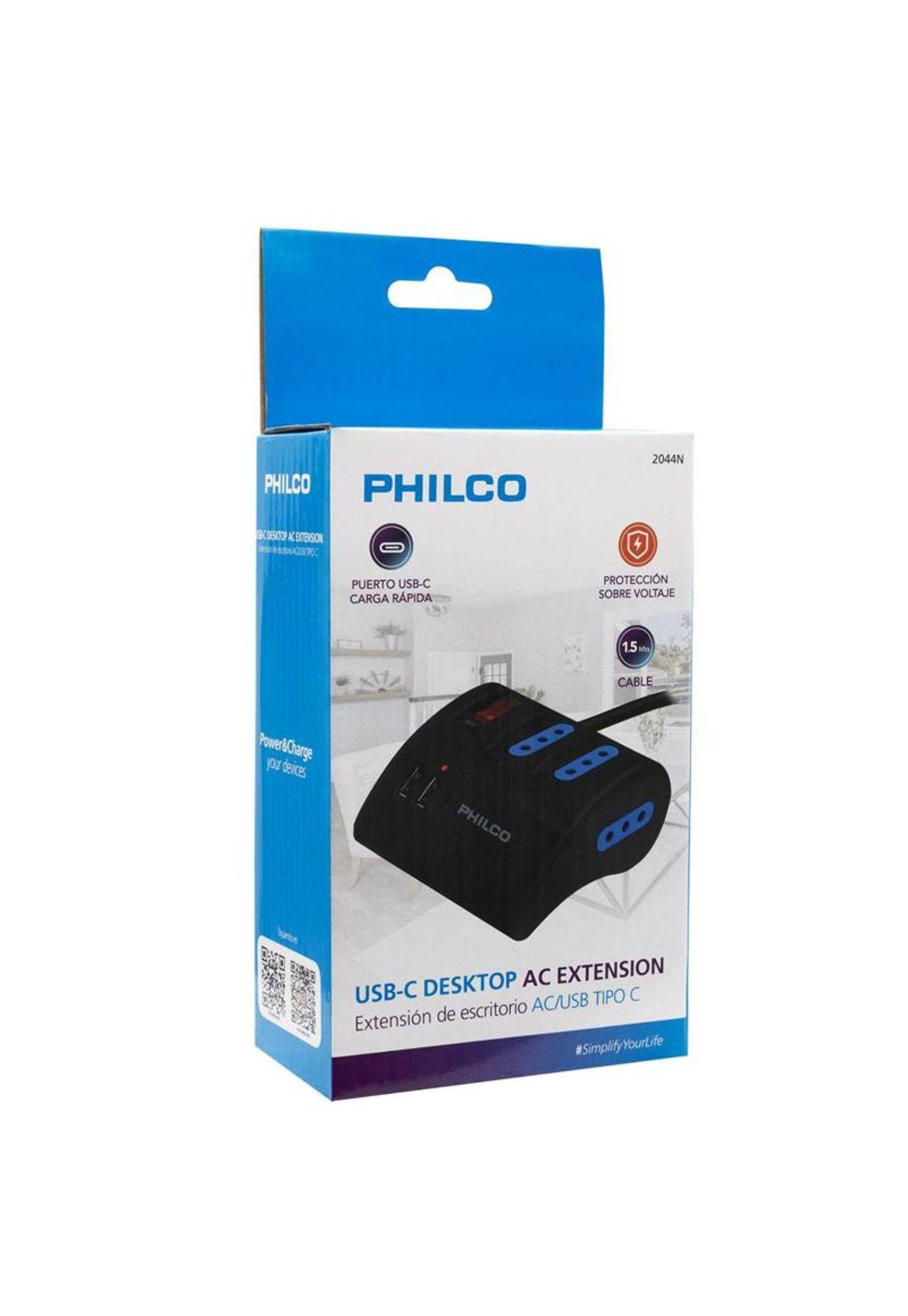 Extension Escritorio 220V + 2 USB 1 USB-C Philco-4