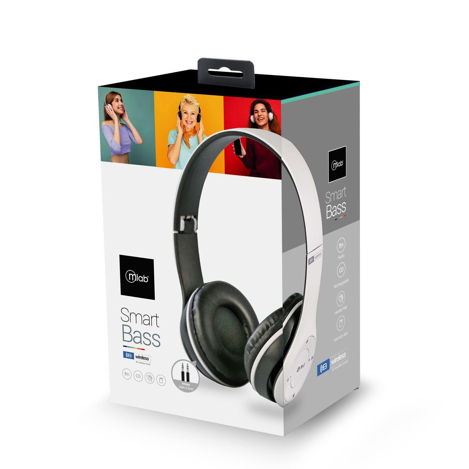 Audifono Over Ear Smart Bass Bluetooth Mlab Blanco-1