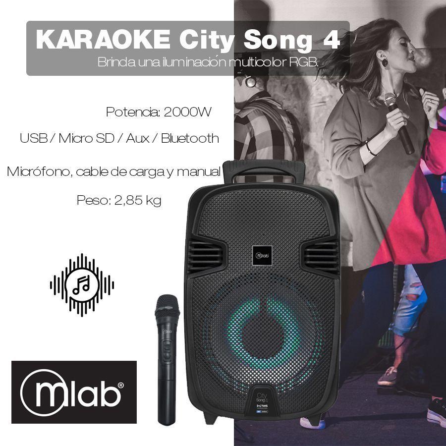 Parlante de karaoke inalámbrico City Mlab 8901 con micrófono y Bluetooth.-1
