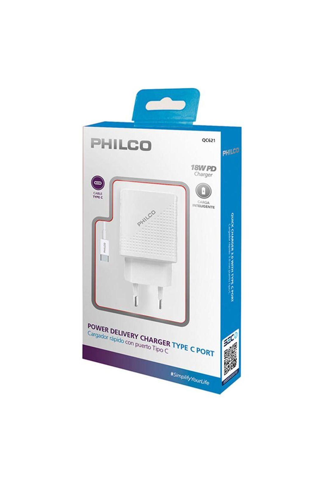 Cargador de Pared Qualcom carga Rapido Philco Puerto Tipo-C-3