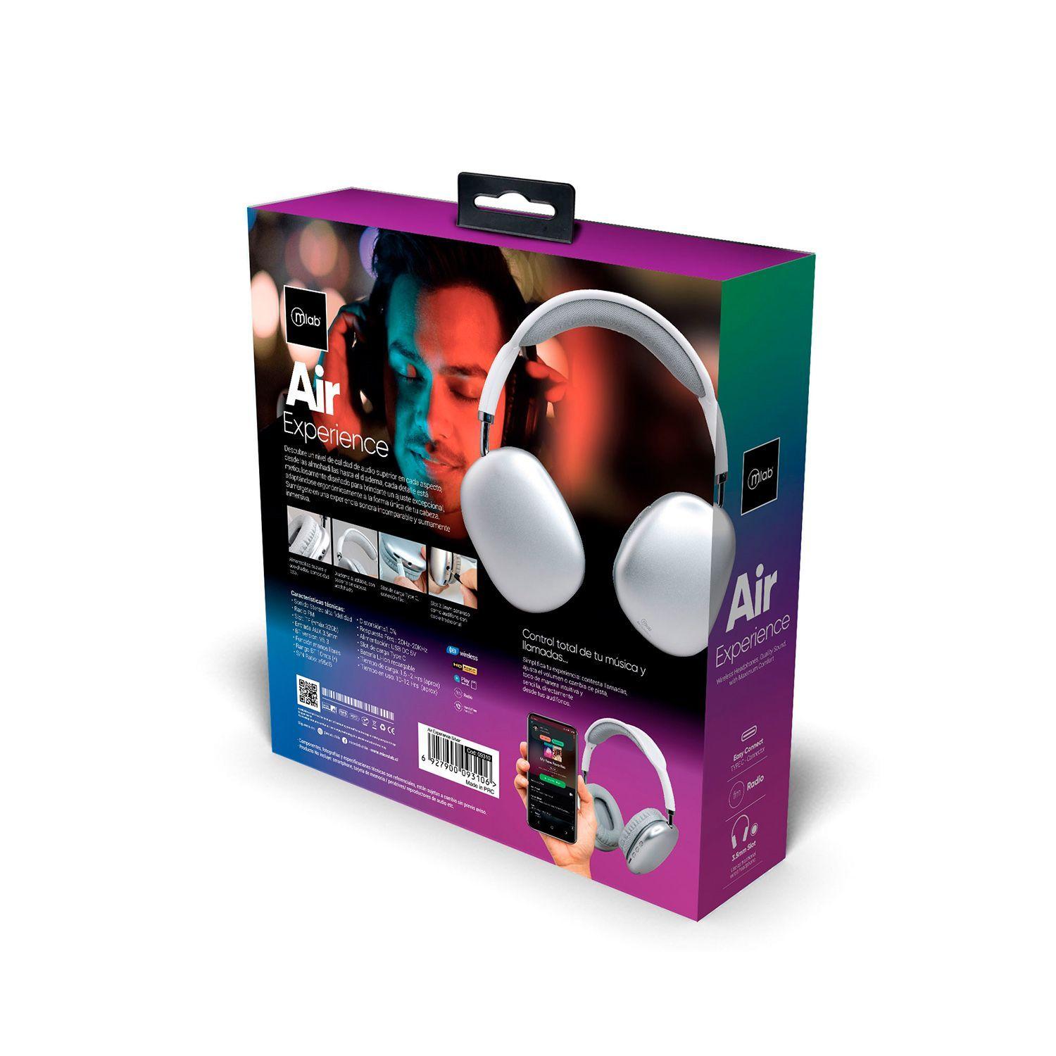 Audífonos Headphone Bluetooth Air-Experience Silver Mlab-7