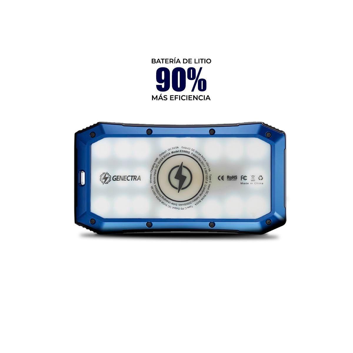Power Bank Bateria Solar Cargador Portátil 20.000mah Azul-4