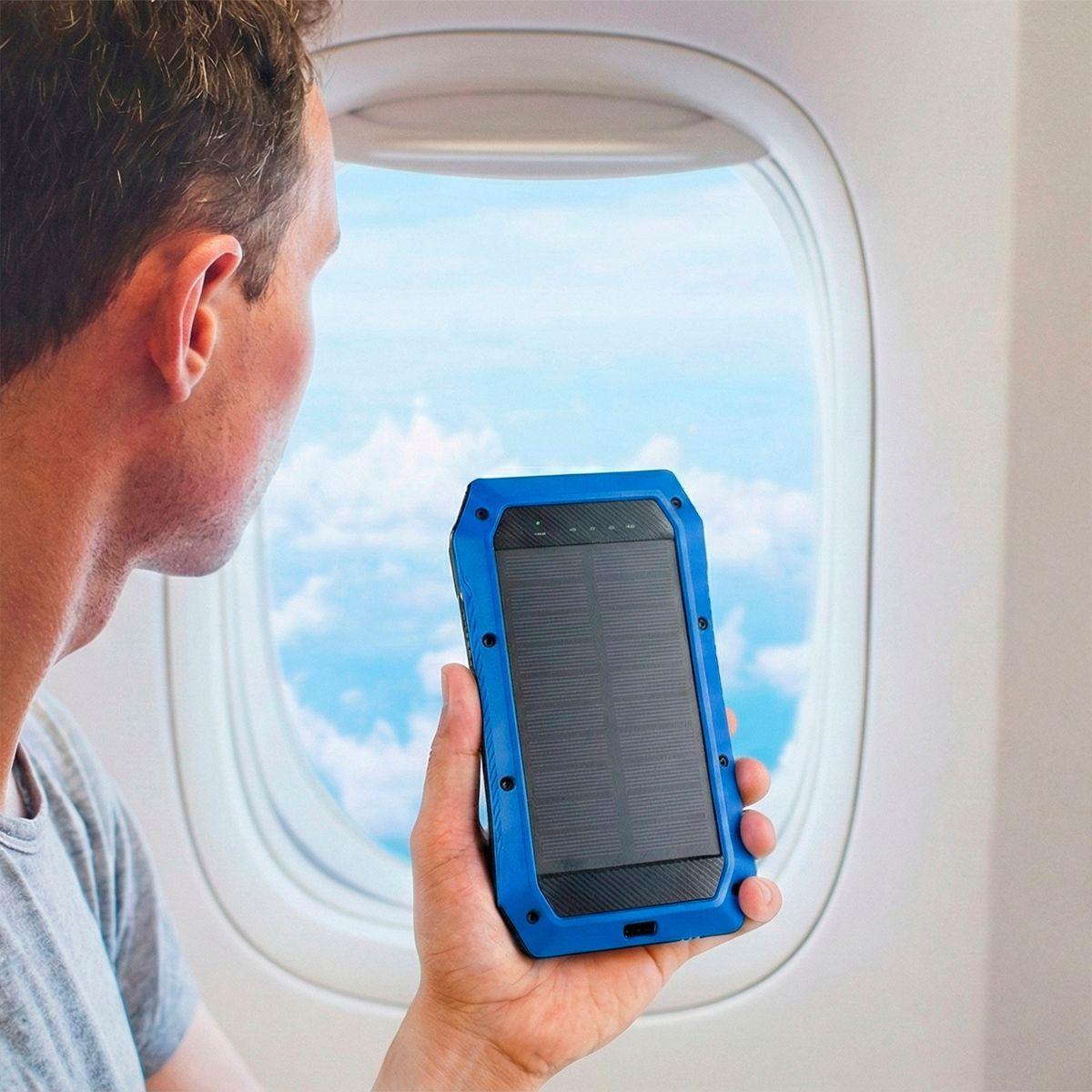 Power Bank Bateria Solar Cargador Portátil 20.000mah Azul-9