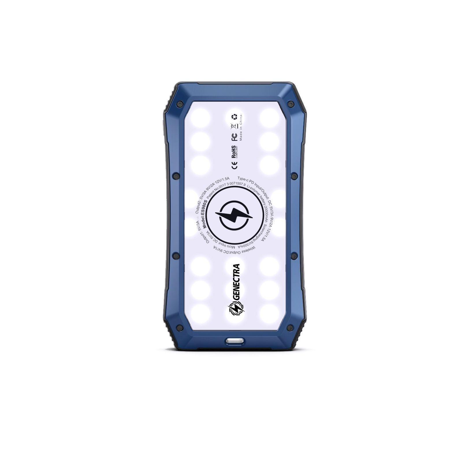 Power Bank Bateria Solar Cargador Portátil 20.000mah Azul-0
