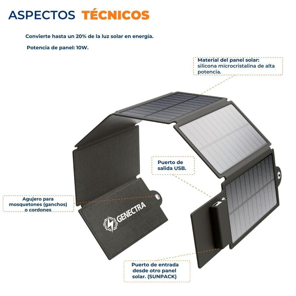 Cargador Solar Genectra Sunpack Portail Usb 10w Plegable-6