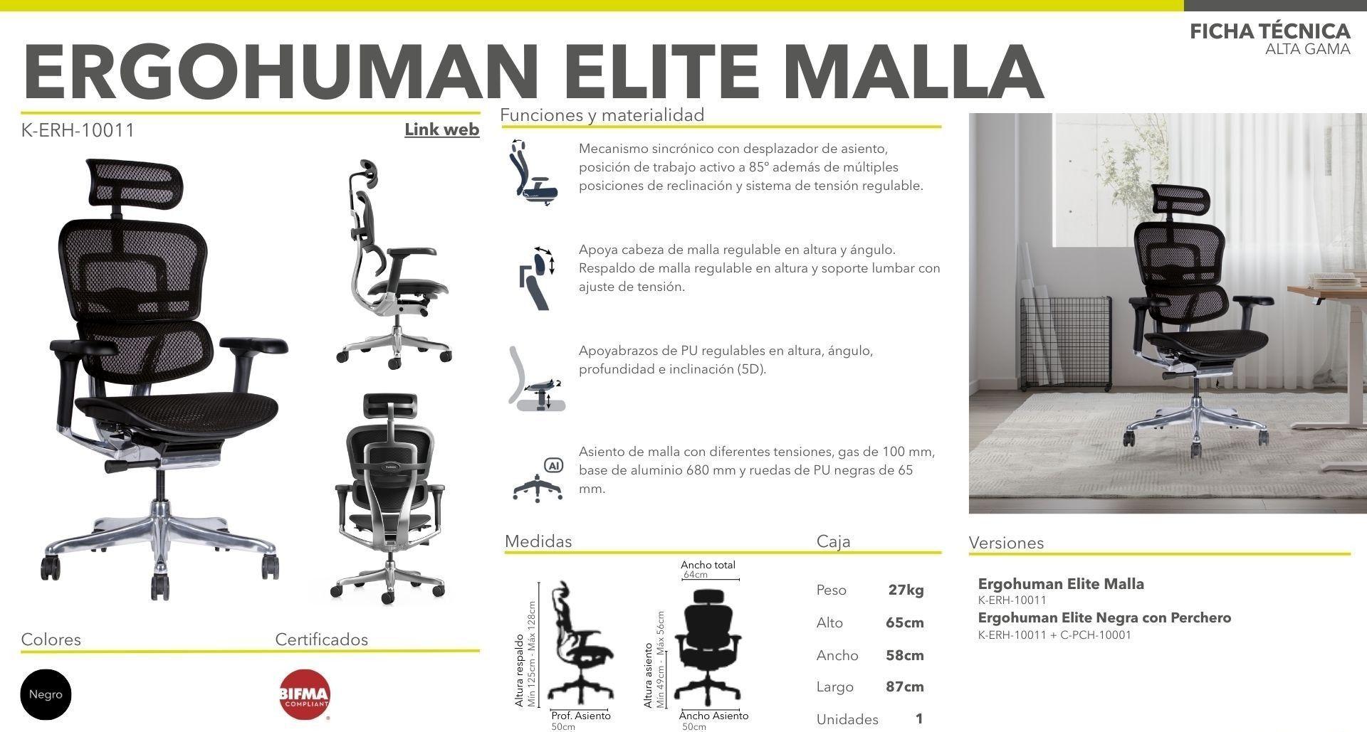 Silla Ultra Premium Ergohuman Malla Negra - Ergonómica - Alta Gama-4
