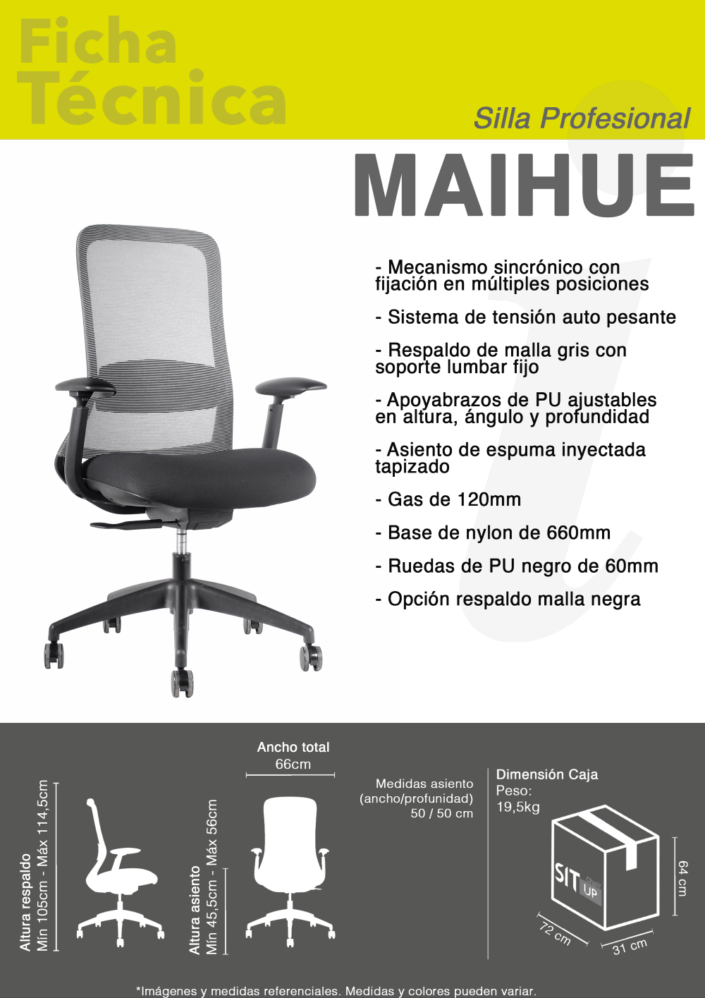 Silla Ergonomica para teletrabajo Maihue Negra-2