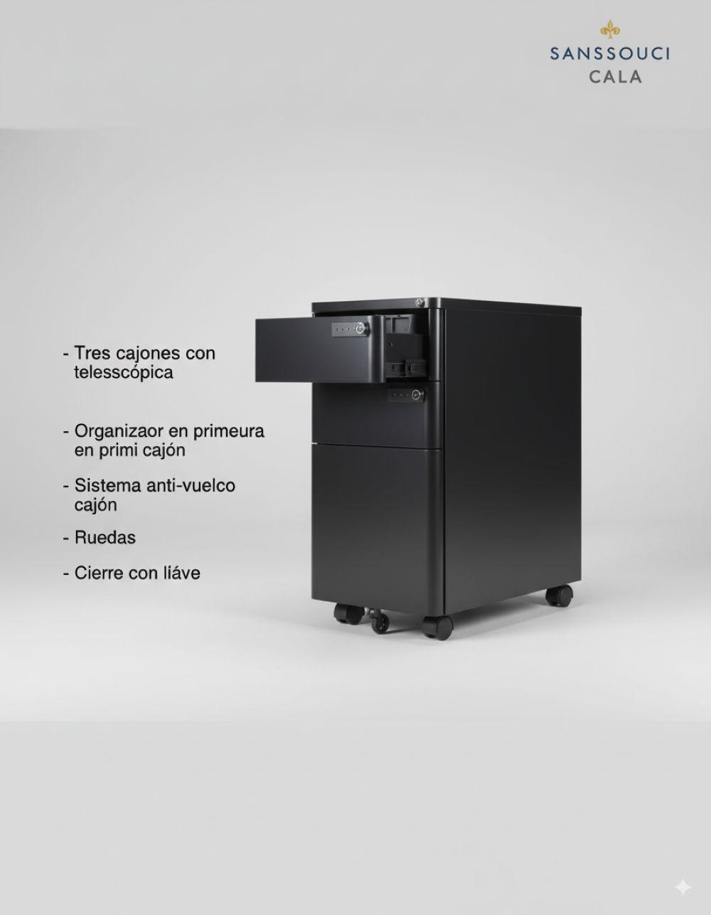 Cajonera acero Cala 3 cajones con clave-4