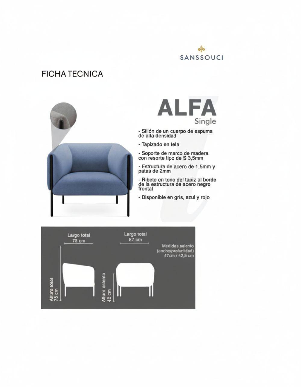 Sofa Alfa 1 Cuerpo Tela-3