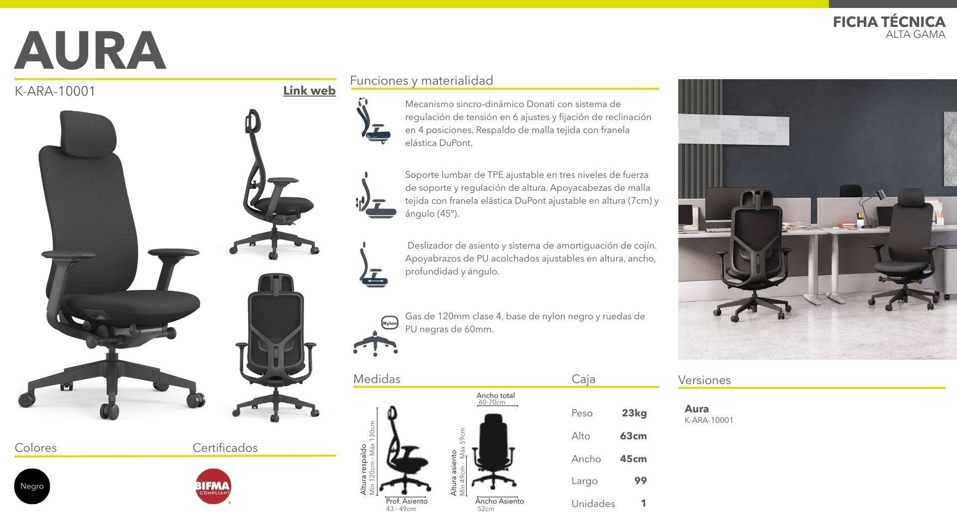 Silla Ergonómica Aura - Ideal Home Office - Elegancia y Modernidad-4