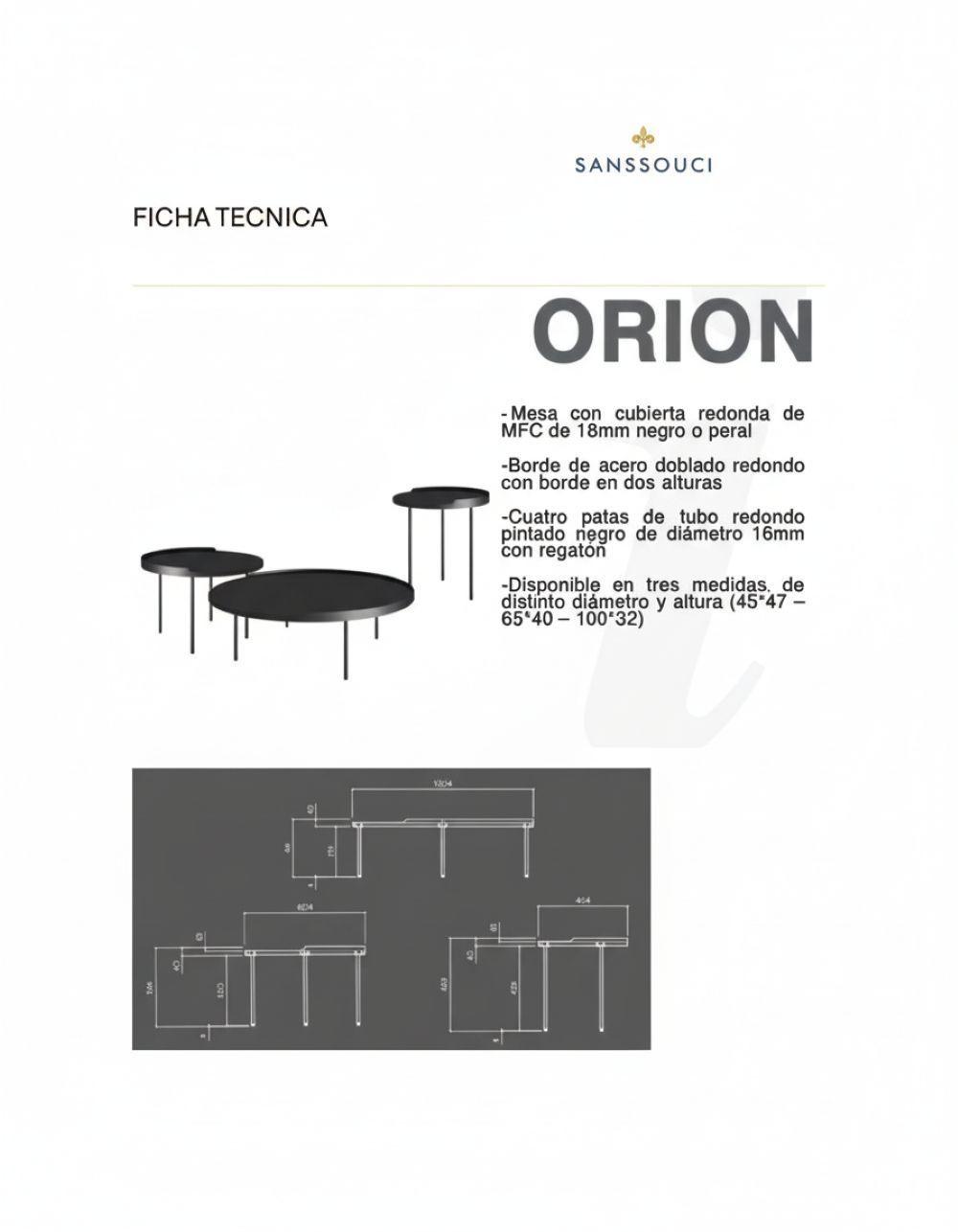 Mesa Orion Redonda Negra 100-4