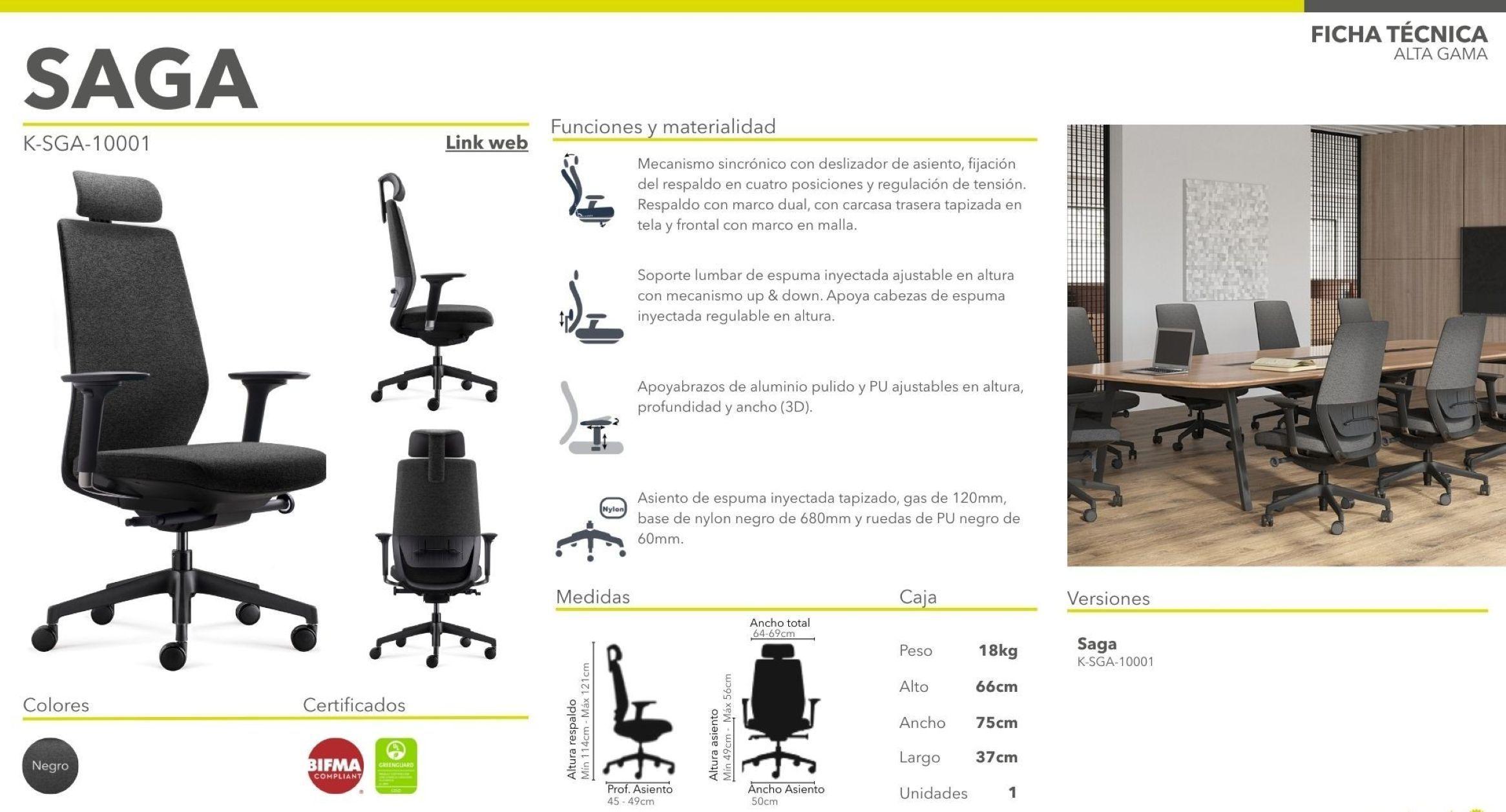 Silla escritorio Premium Saga - Ergonómica - Cabecero-5