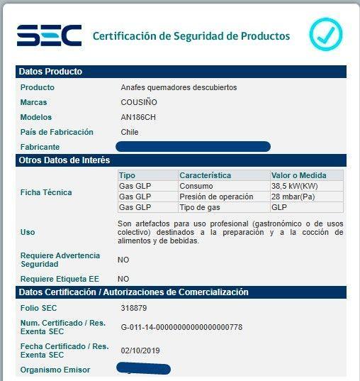 Anafe Cocina 6 Platos Churrasquera Cousi o Certificada Sec-4