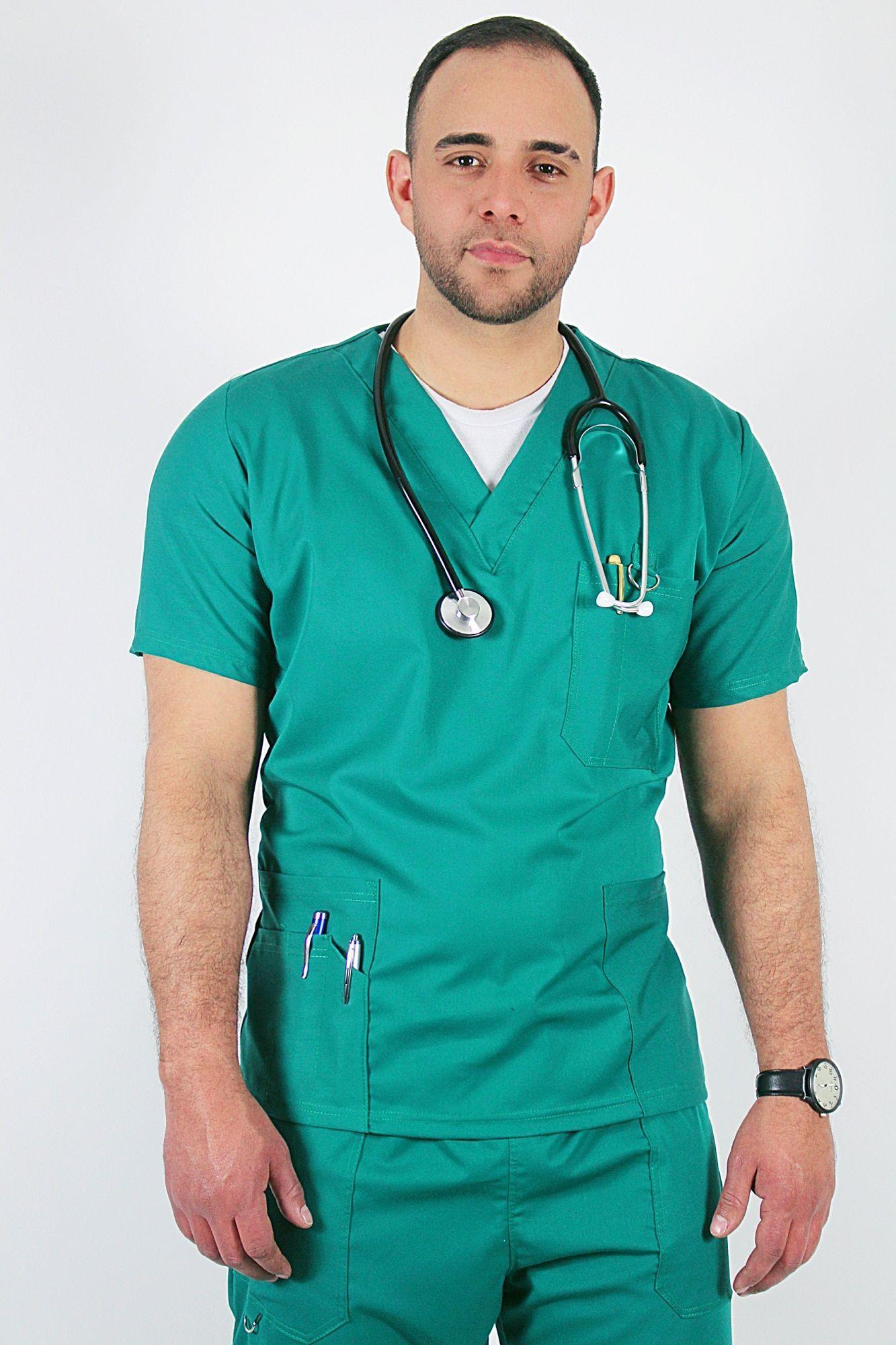 Polera Clínica Antibacterial y Antifluidos Verde Esmeralda -1