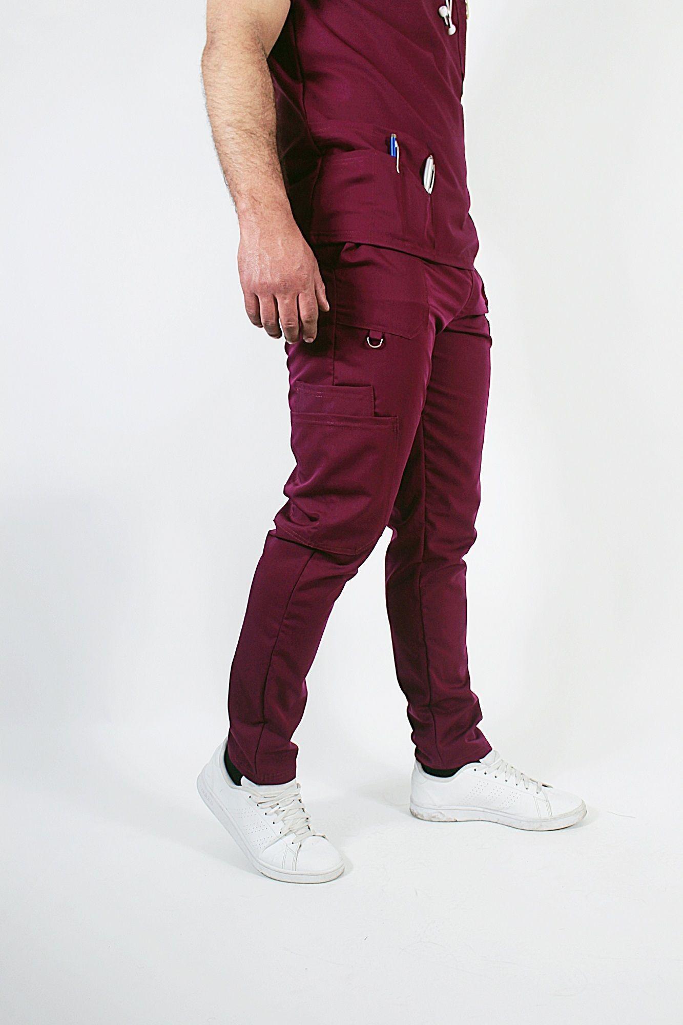 Pantalón Clínico Recto Antibacterial y Antifluidos Burdeo-0
