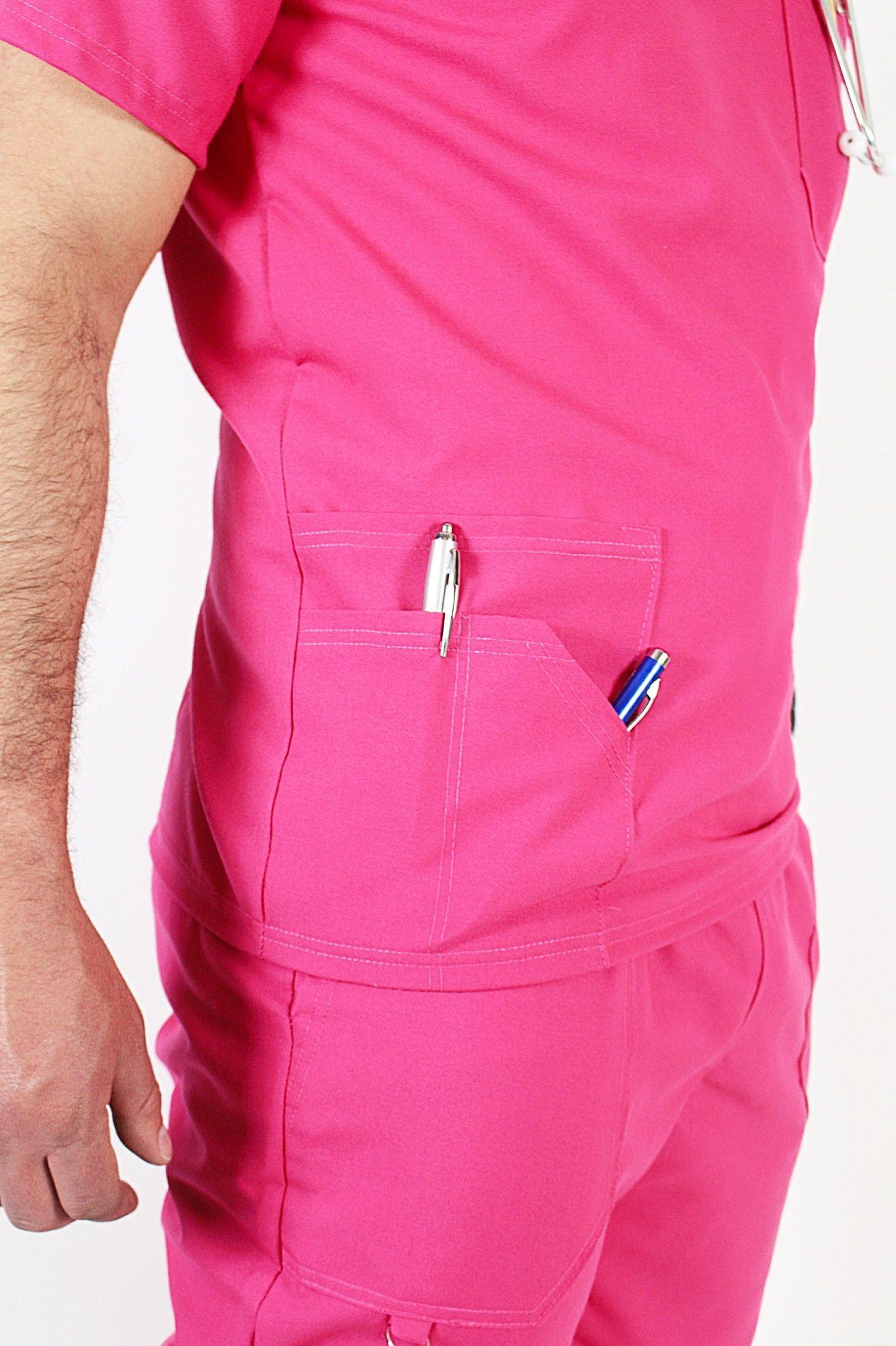 Polera Clínica Antibacterial y Antifluidos Rosado -1