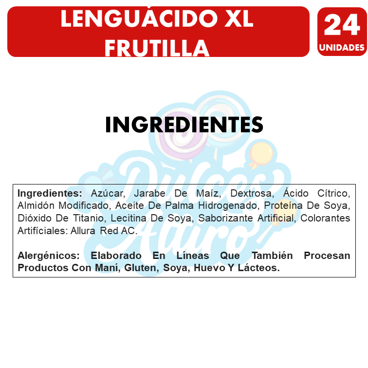 Dulces Lenguácidos Xl, Sabor Frutilla, Mabú (Caja Con 24 Un)-1