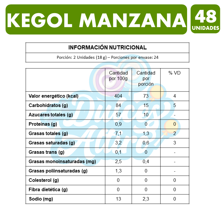 Kegol Sabor Manzana - Caramelos (Caja Con 48 Unidades)-2