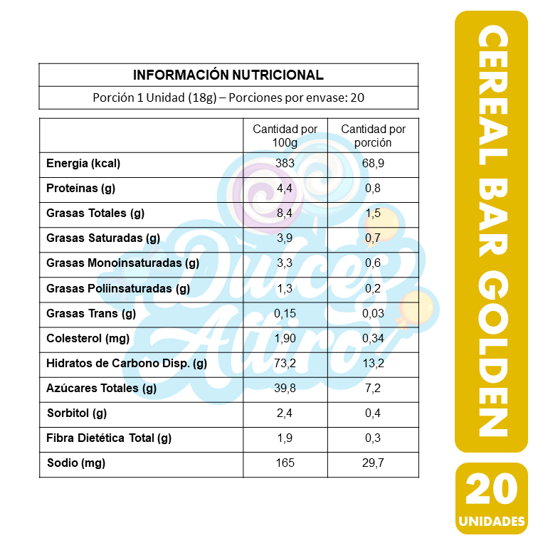Cereal Bar Golden - Amarillo (Caja Con 20 Unidades)-2