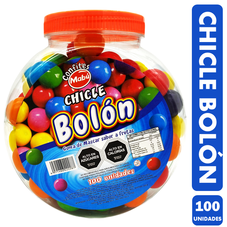 Chicle Redondos De Colores - Chicle Bolón (Fraso Con 100Uni)-0