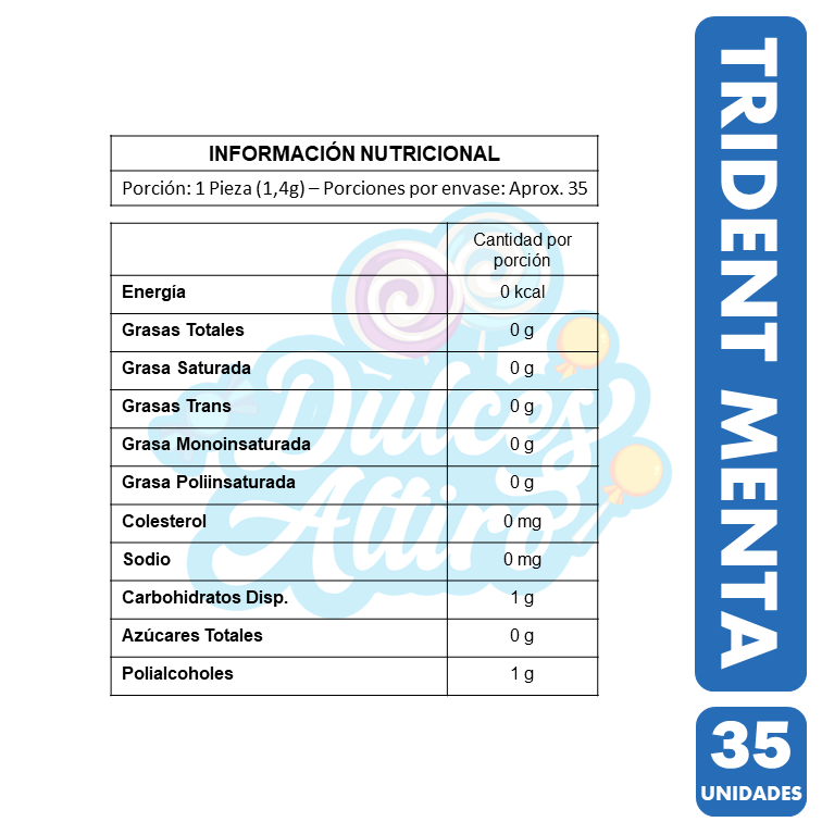 Trident En Frasco Azul - Sabor Menta (Frasco Con 35Un)-2
