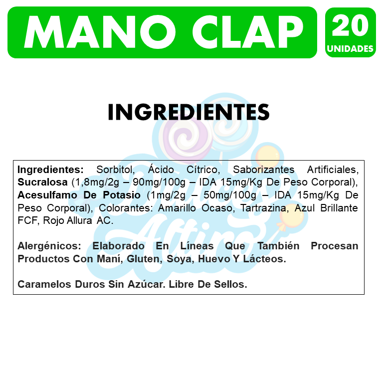 Dulces Candy Mano Clap - Libre De Sellos (display De 20 Uni)-1