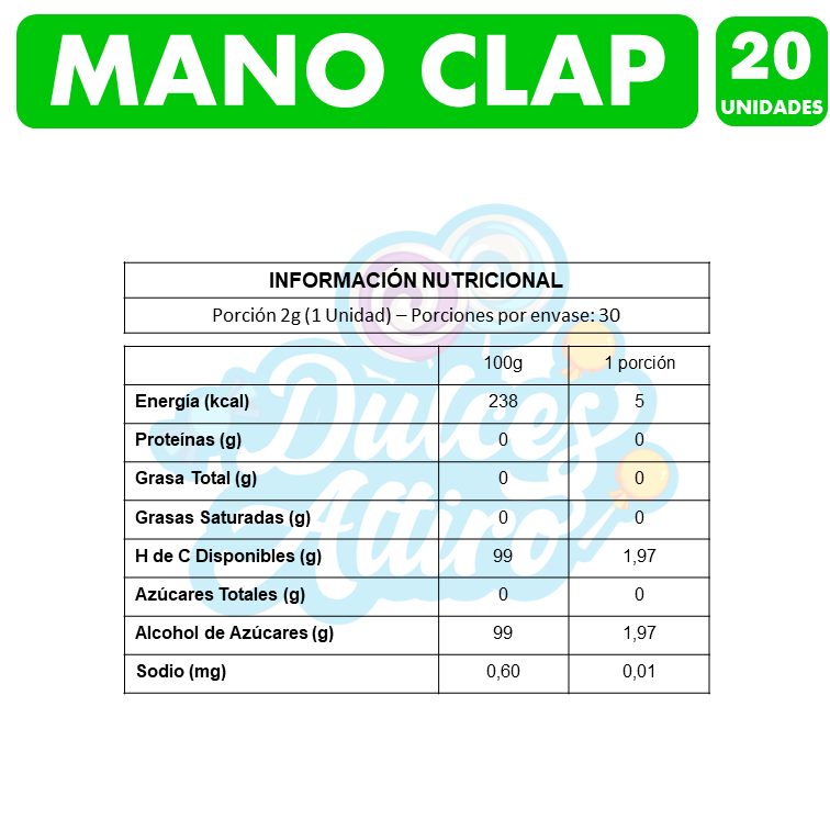 Dulces Candy Mano Clap - Libre De Sellos (display De 20 Uni)-2