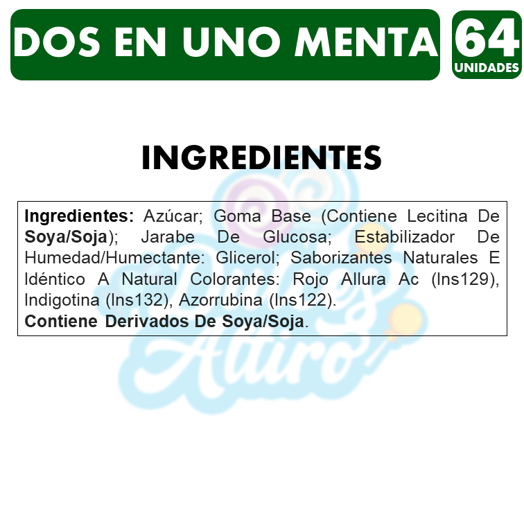 Chicle Dos En Uno Sabor Menta (Caja Con 64 Unidades)-1