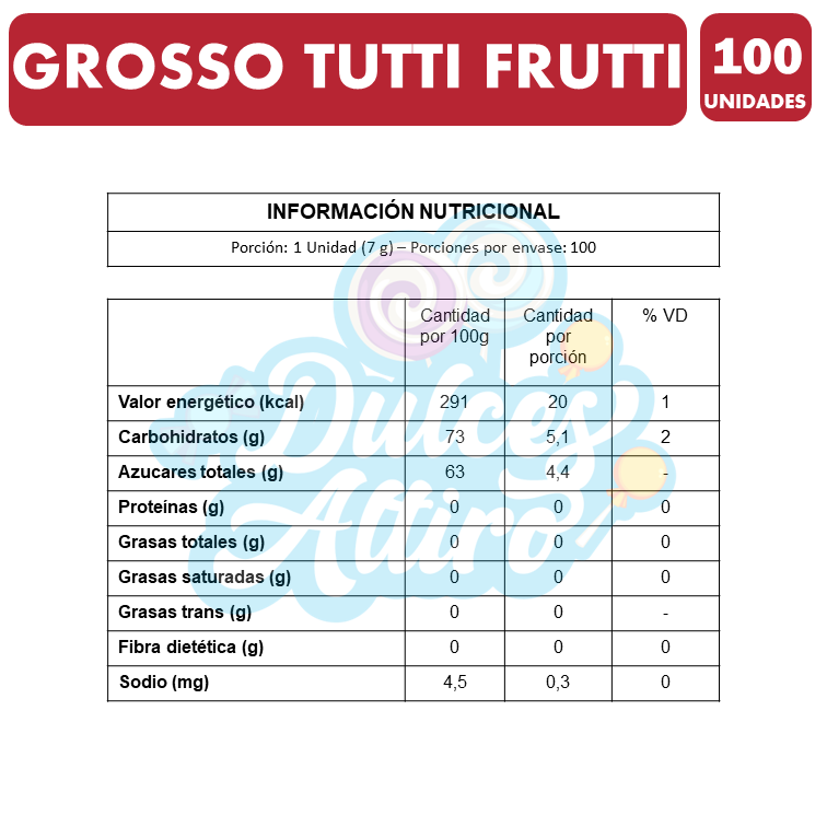 Grosso Sabor Tutti Frutti - Chicle Arcor (Caja Con 100 Uni)-2